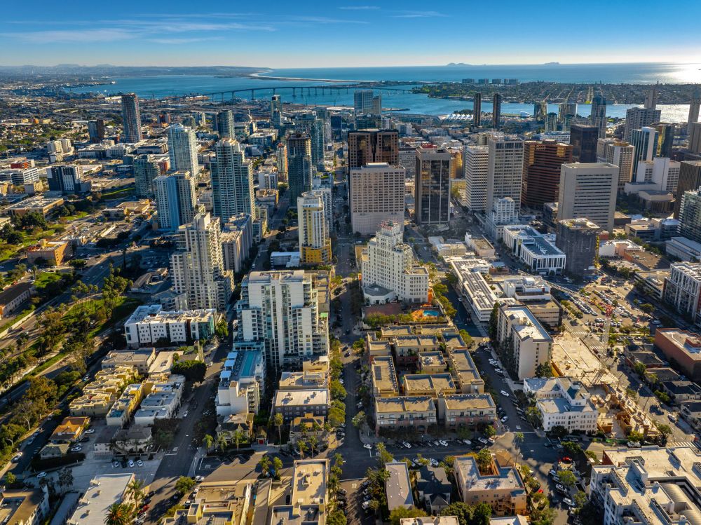 Aerial view of Downtown San Diego and San Diego Bay
